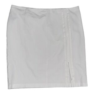 Lauren‎ Ralph Lauren White Linen Blend Pencil Skirt 18W Side Slit Casual Work